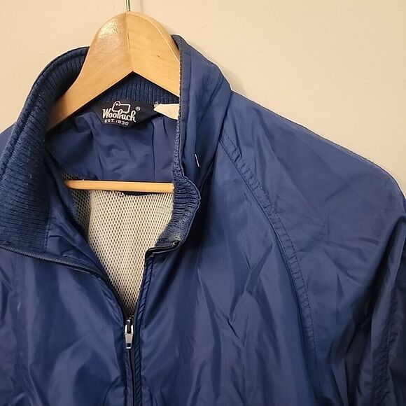 Vintage Woolrich Windbreaker Mesh Lined Jacket Mens Size Medium( By Measure)Blue - Picture 1 of 8